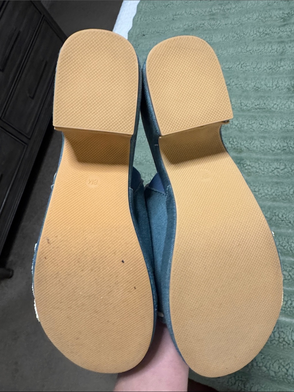 NWOT Anthropologie Blue Canvas Embroidered Shell Mule Slides/heels - Picture 10 of 11